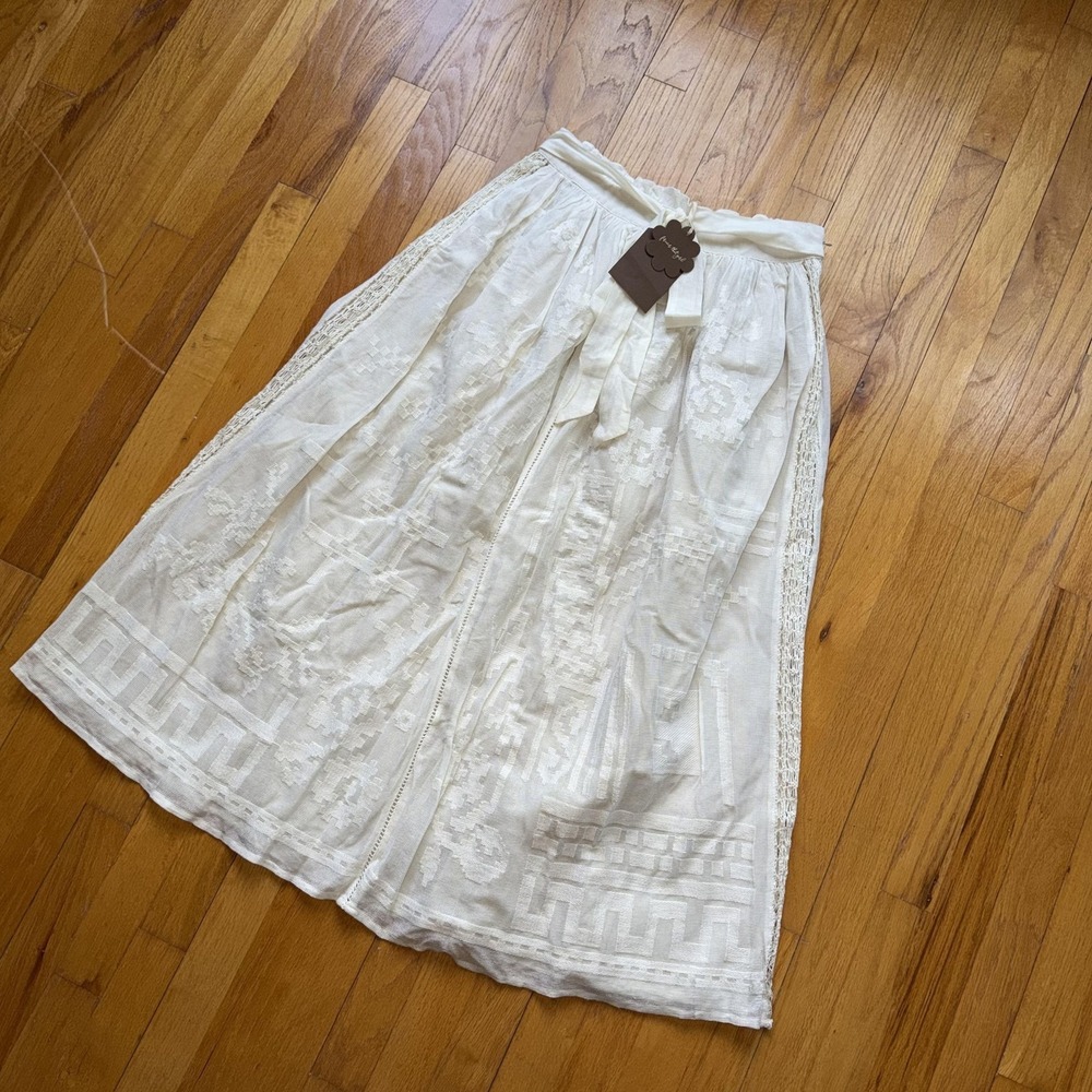 NEW Anthropologie Forever That Girl Skirt 6 Lace Embroidered Maxi Boho Cotton - Picture 4 of 14